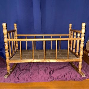 Vintage N.D. Cass Baby Doll Rocking Cradle